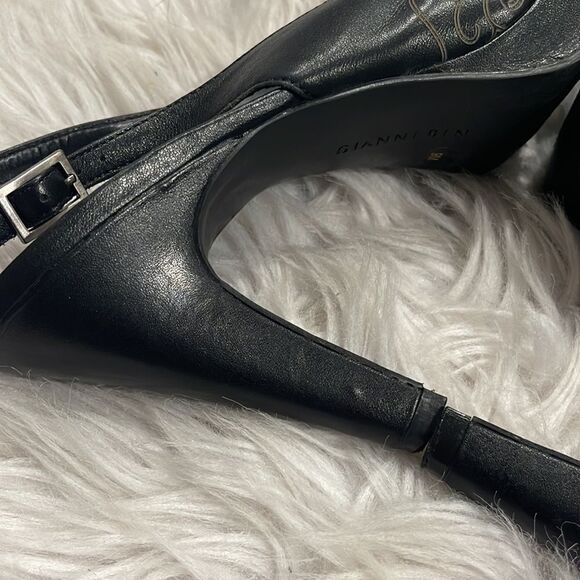 Gianni Bini Marlena Black Swirl Print Leather Slingback Heels Sz 9 - Picture 9 of 14